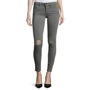 Frame Le Skinny de Jeanne Distressed Gray Mid Rise Jeans Size 26